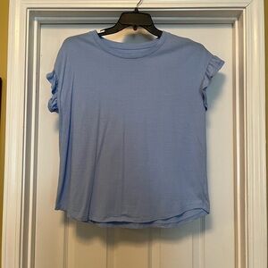 Crown & Ivy Blue Ruffle Sleeve Tee